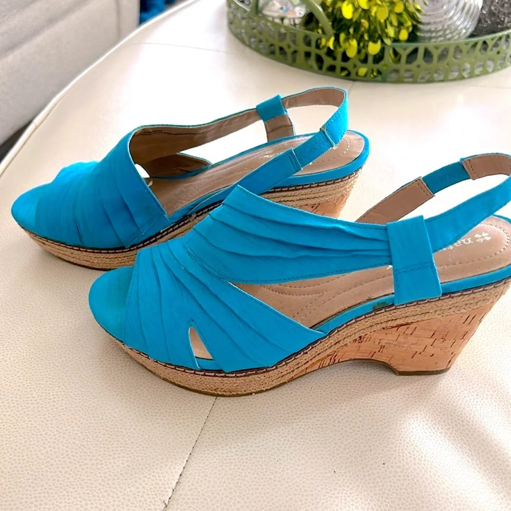 Naturalizer N5 Comfort LULIANNA Wedge 8.5 Turquoise Espadrille Sandal